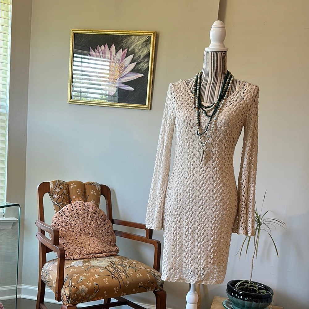 Cream Knit Dress- Vintage Free People
